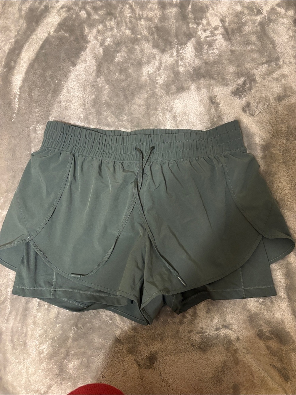 90 Degree By Reflex Women's Olive Green Dual-Layer Athletic Shorts